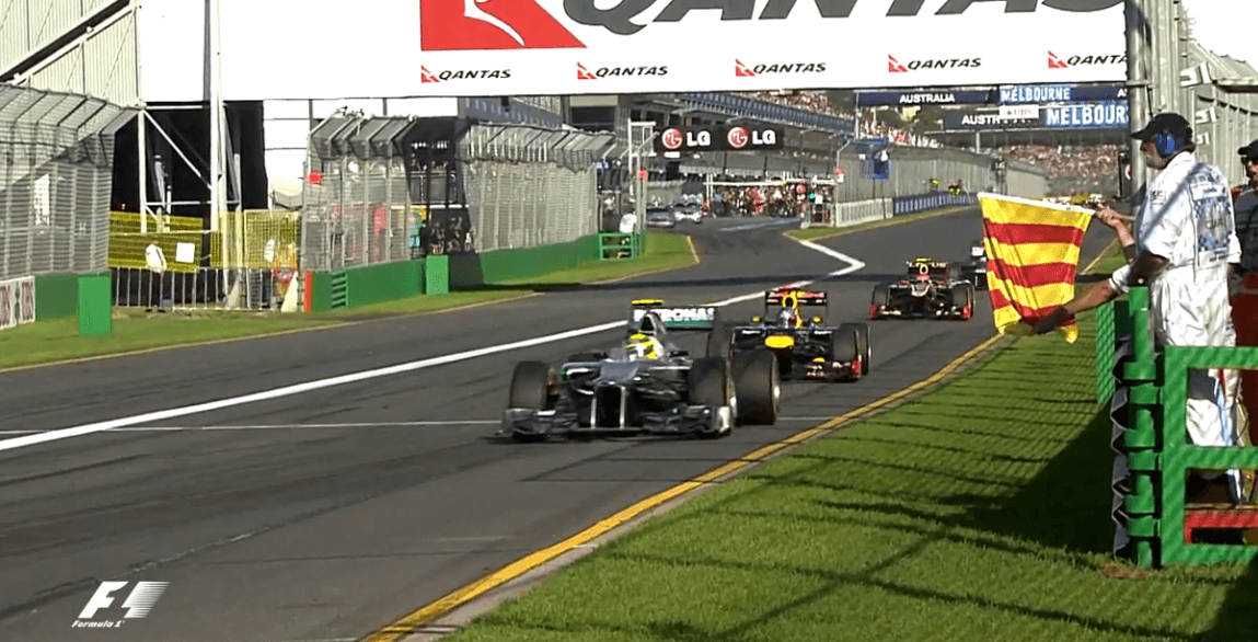 Bandeira amarela e vermelha da Fórmula 1