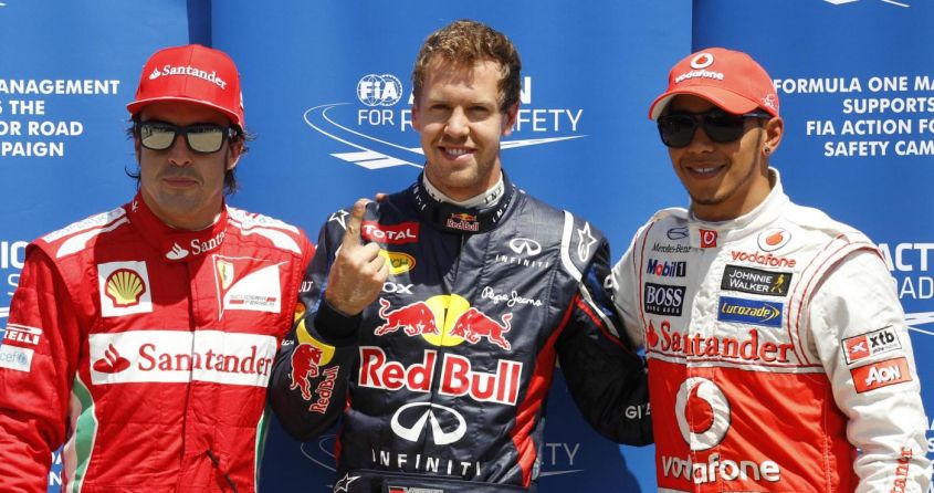 Fernando Alonso, Sebastian Vettel e Lewis Hamilton