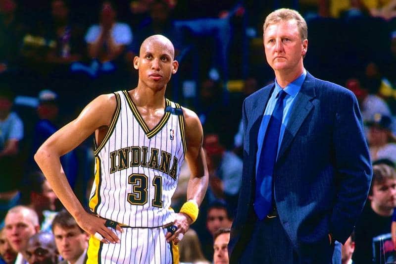 Reggie Miller e Larry Bird no Indiana Pacers