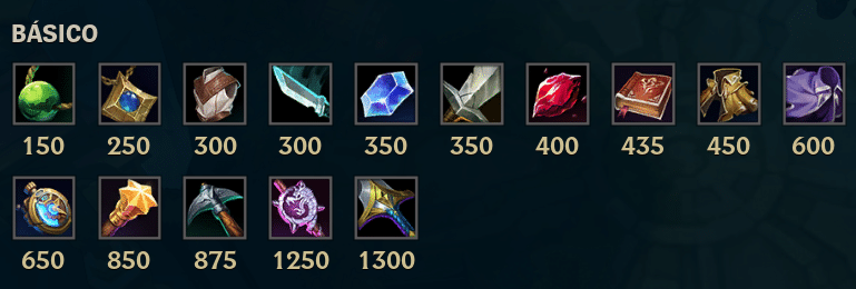 lista de itens basicos lol