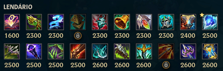 lista itens lendarios lol