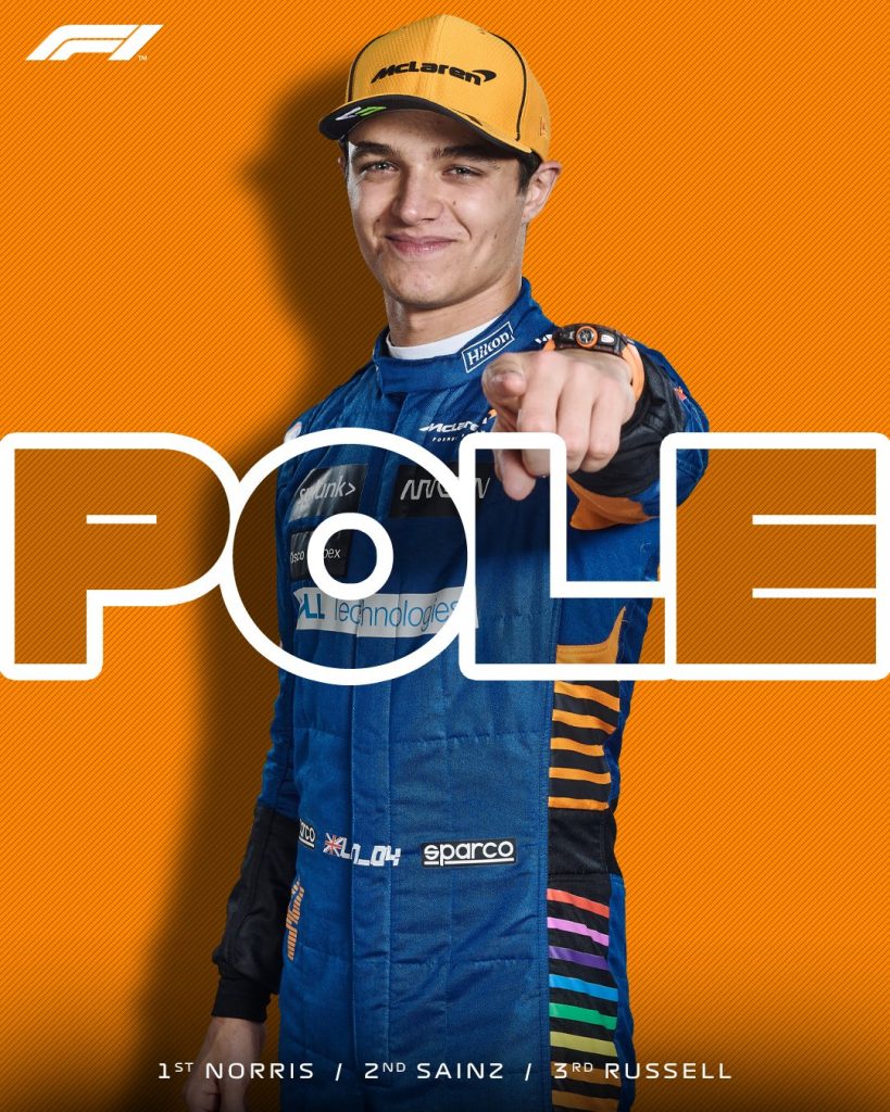 Lando Norris conquista a sua 1&ordf; pole na F1