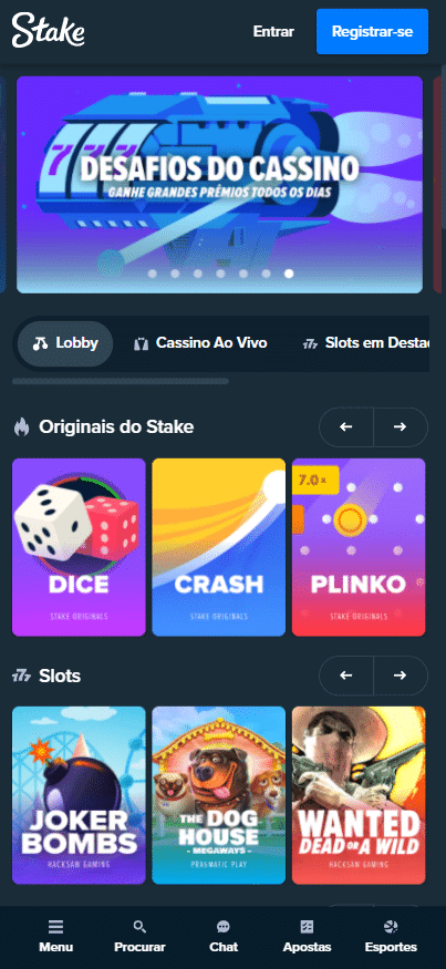 Vers&atilde;o mobile de Stake.com