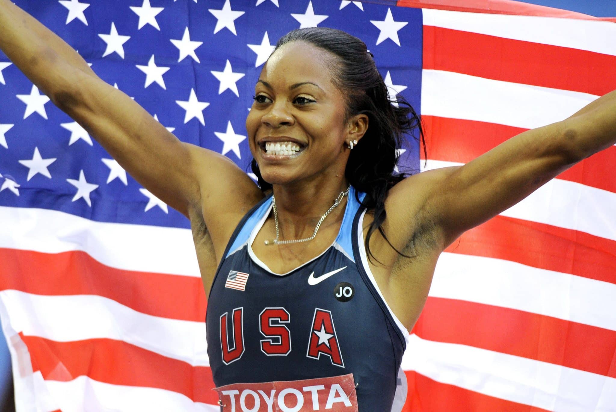 Sanya Richards representando os EUA nos Jogos Ol&iacute;mpicos