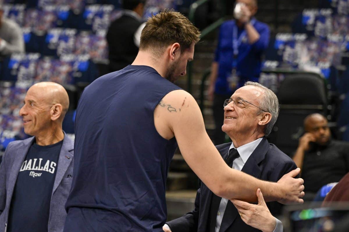 (V&iacute;deo) Presidente do Real Madrid visita NBA e ganha presente especial de Luka Doncic