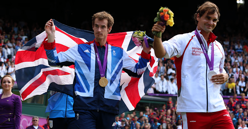 Andy Murray &eacute; o &uacute;nico jogador a vencer duas medalhas de ouro em simples, e o &uacute;nico a reter o t&iacute;tulo ol&iacute;mpico em simples (2012 e 2016)
