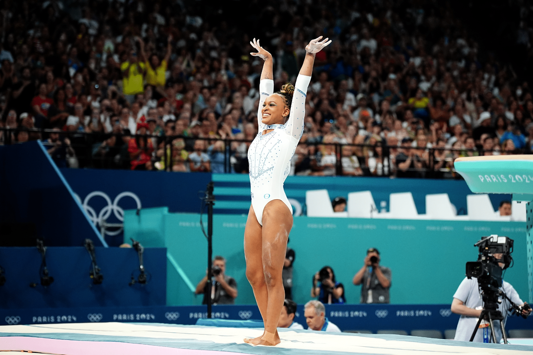Rebeca Andrade conquista a prata na disputa do salto em Paris 2024. (Icon Sport)