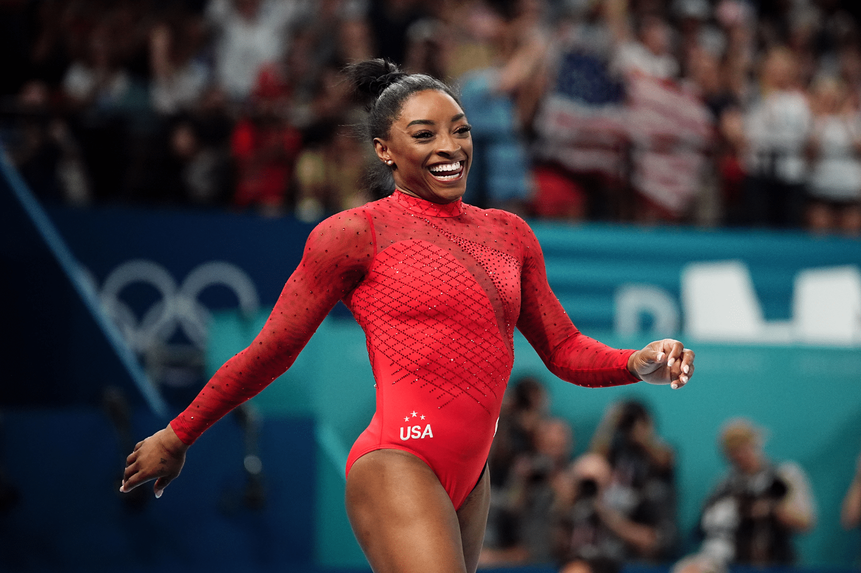 Simone Biles campe&atilde; do Salto em Paris 2024. (Icon Sport)