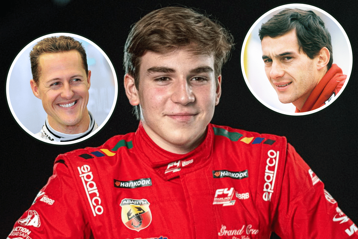 Senna e Schumacher na cabe&ccedil;a, sonho de F&oacute;rmula 1: a promessa de 17 anos da F4